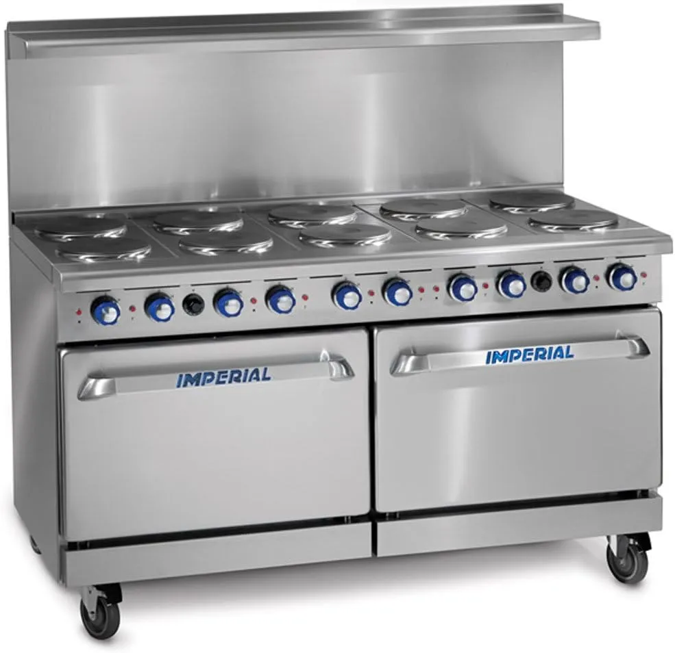 Imperial Commercial Restaurant Range 60" With 10 Elements Two 26" Standard Ovens Electric Model Ir-10-E
