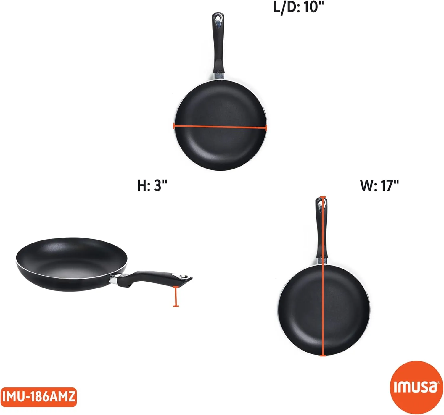 IMUSA Black USA IMU-25010TGT 10" Nonstick Bistro Saute Pan, 10 Inch