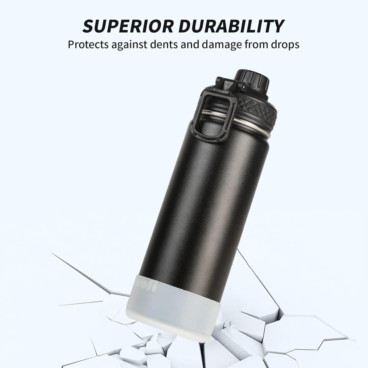 Insulated Stainless Steel Water Bottles with Leak proof Spout Lid,Sports Water Bottle for Travel,Sports,Camping 18oz Black