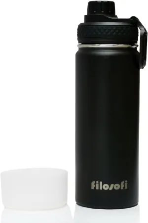 Insulated Stainless Steel Water Bottles with Leak proof Spout Lid,Sports Water Bottle for Travel,Sports,Camping 18oz Black