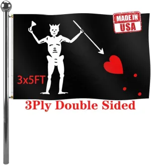 Jayus Pirate Edward Teach Flags 3x5 Outdoor Double Sided Heavy Duty Jolly Roger Flag Banner with 2 Grommets