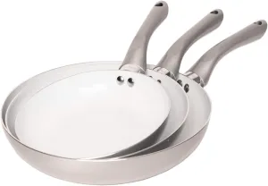 Jean-Patrique Bio Supreme 3 Piece Ceramic Non-Stick Frying Pan Set - Lightweight & Ergonomic