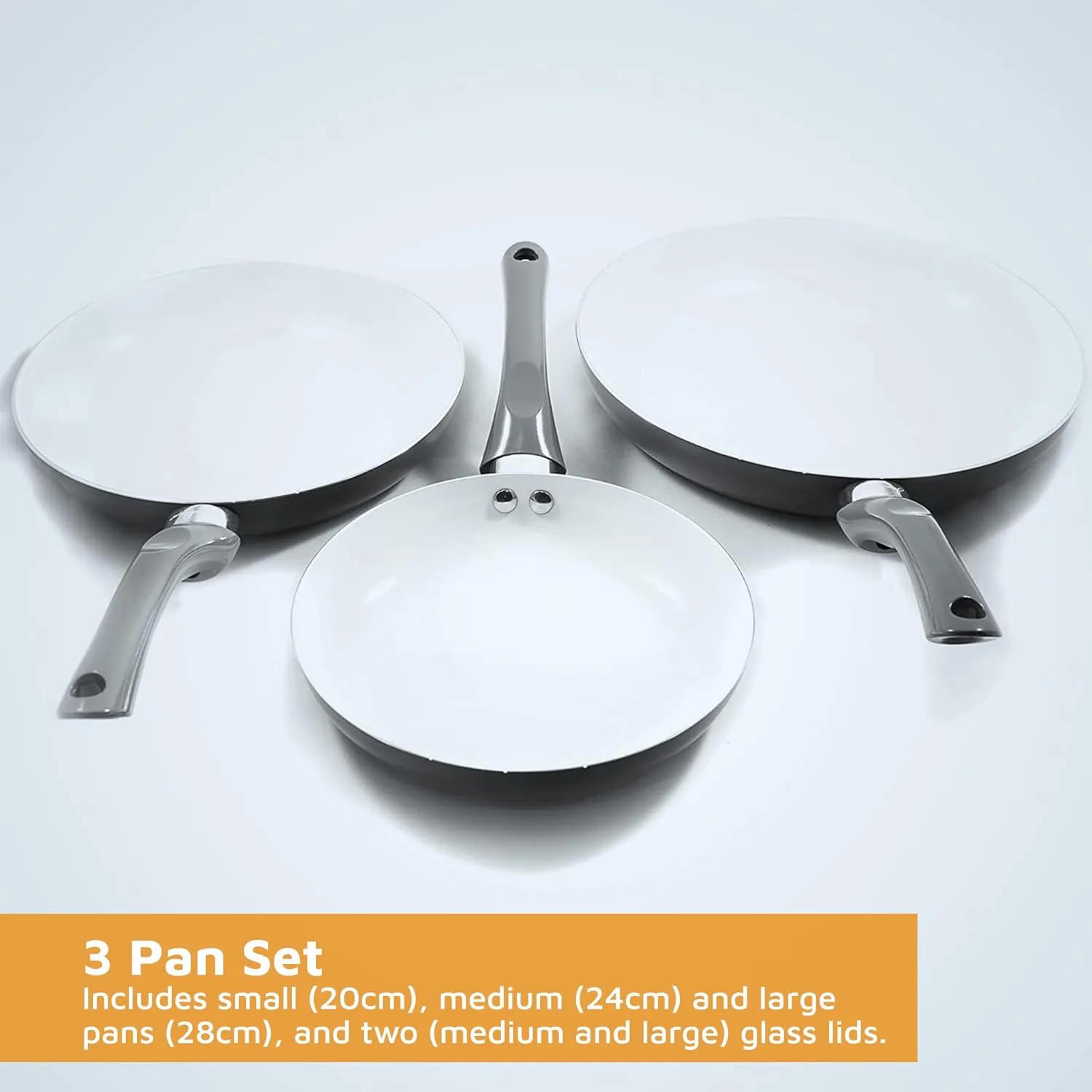 Jean-Patrique Bio Supreme 3 Piece Ceramic Non-Stick Frying Pan Set - Lightweight & Ergonomic