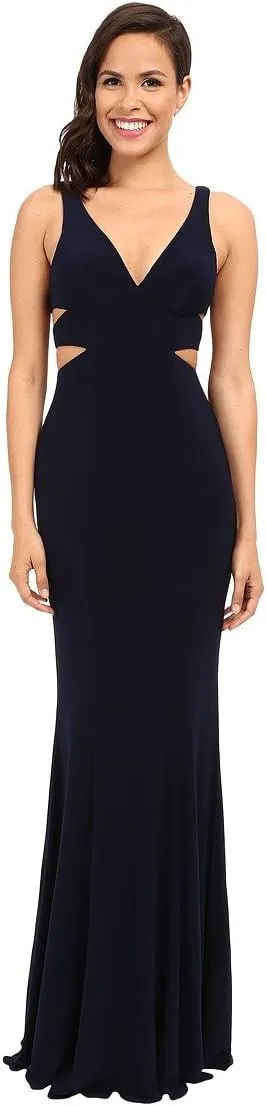 Jersey V-Neck Side Out 7541 Navy 12