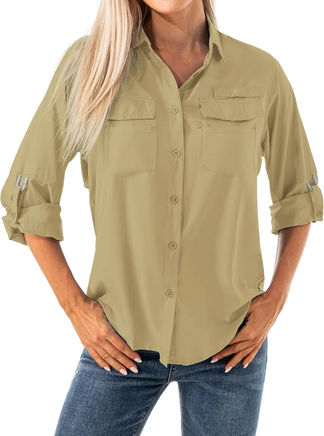 Jessie Kidden Women's Quick Dry Sun UV Protection Convertible Long Sleeve Shirts for Hiking Camping Fishing Sailing