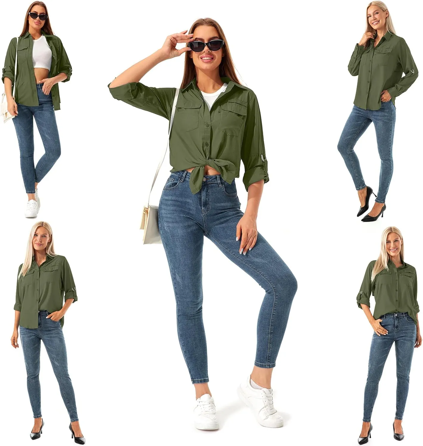 Jessie Kidden Women's Quick Dry Sun UV Protection Convertible Long Sleeve Shirts for Hiking Camping Fishing Sailing