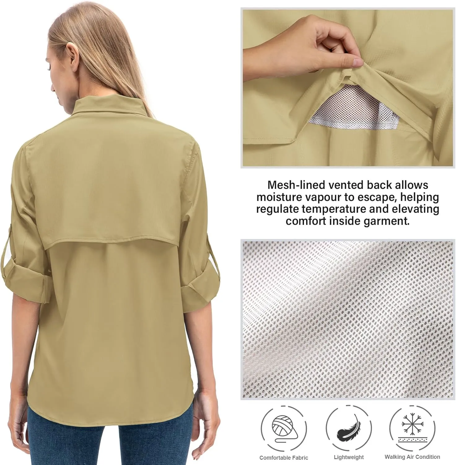 Jessie Kidden Women's Quick Dry Sun UV Protection Convertible Long Sleeve Shirts for Hiking Camping Fishing Sailing