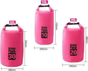 JIAN YA NA Waterproof Dry Bags Roll Top Dry Compression Sack Keeps Gear Dry Bags with Adjustable Strap for Outdoor Kayaking, Beach, Rafting, Boating,Bonus Waterproof Phone Case (Pink, 10L)