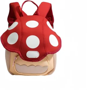 Kawaii Mushroom Pattern Backpack Polyurethane Material Lightweight Backpack Mini Cute Handbag(Red)