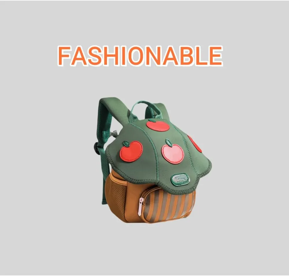 Kawaii Mushroom Pattern Backpack Polyurethane Material Lightweight Backpack Mini Cute Handbag(Red)