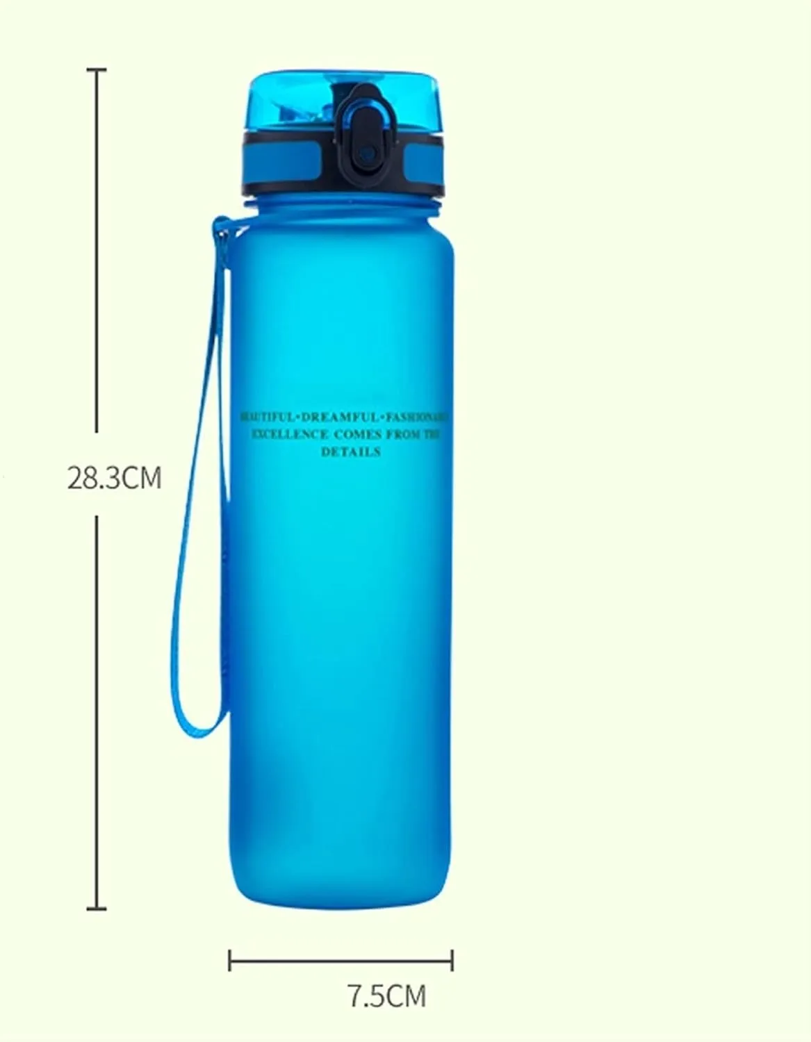 kettles 34oz Sports Bottle with Portable Rope/Time Marker,Large Simple Water Cups-Leak proof Lid,Plastic Fitness Water Jug-Lock Button canteen(D)