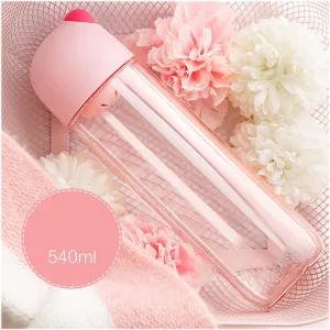 kettles Simple Water Bottle with Silicone Portable Rope,18 oz Sports Bottle,Leak proof Lid,Clear,Medium Size,Tea Cups With Filter canteen(A)