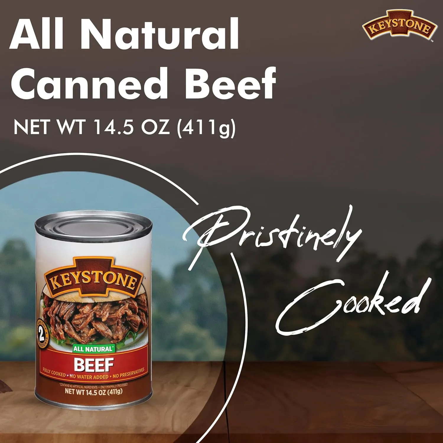 Keystone Meats All Natural Heat and Serve Canned Beef 14.5 Oz Fully Cooked Canned Meat Long Shelf Life Emergency Survival Canned Food Ready to Eat No Preservatives Gluten Free Made in USA Pack of 3