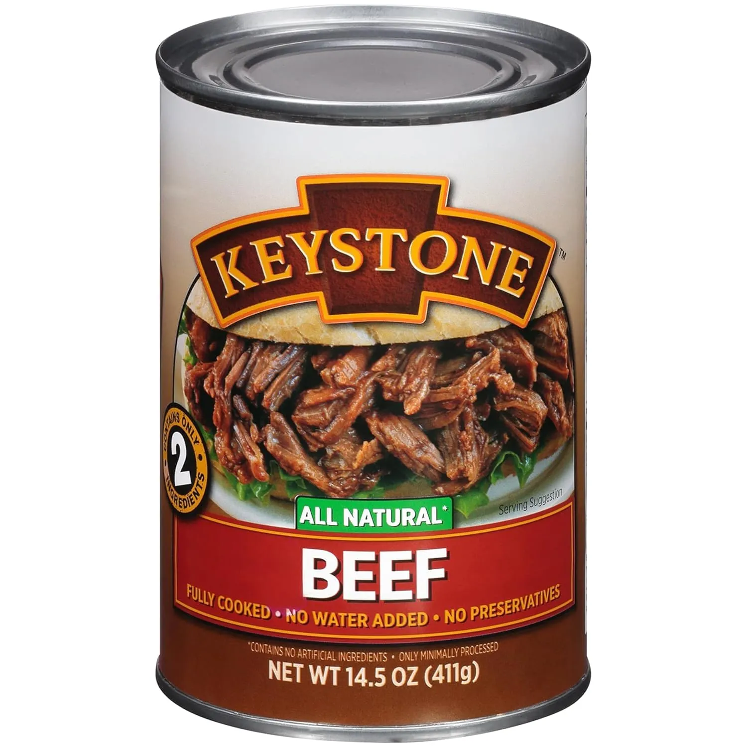 Keystone Meats All Natural Heat and Serve Canned Beef 14.5 Oz Fully Cooked Canned Meat Long Shelf Life Emergency Survival Canned Food Ready to Eat No Preservatives Gluten Free Made in USA Pack of 3