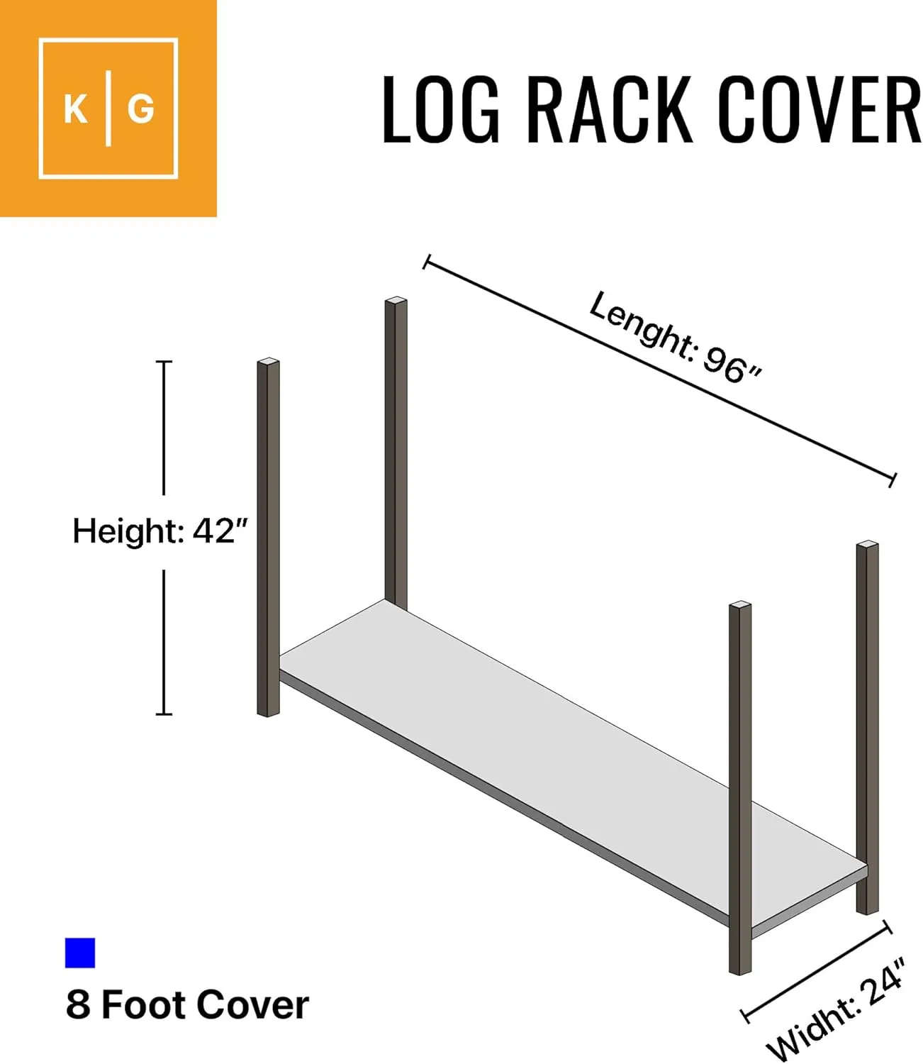 KHOMO GEAR - Firewood Rack Cover 8 foot - Heavy Duty - Black