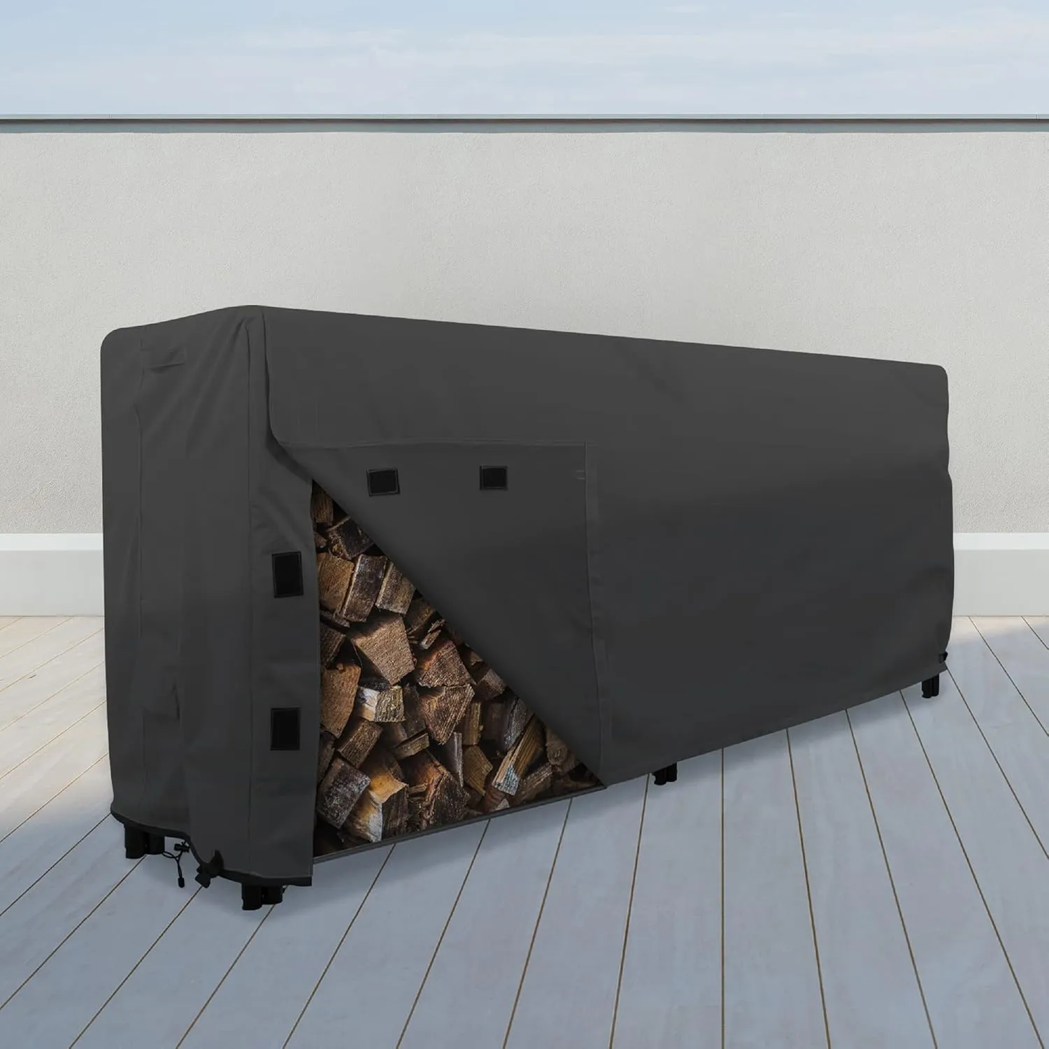 KHOMO GEAR - Firewood Rack Cover 8 foot - Heavy Duty - Black