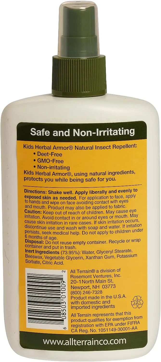 Kids Herbal Armor DEET-Free Pump Spray 8oz. Insect Repellent - Value Size, Plant-Based and All-Natural Bug Repellent for Outdoor Protection, Safe for Family and Pets