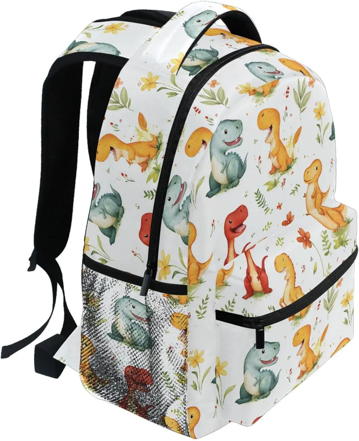 KLL School Backpack for Women Men Waterproof Travel Laptop Backpack with Chest Strap for Travel Trip Cartoon Dinosaurs