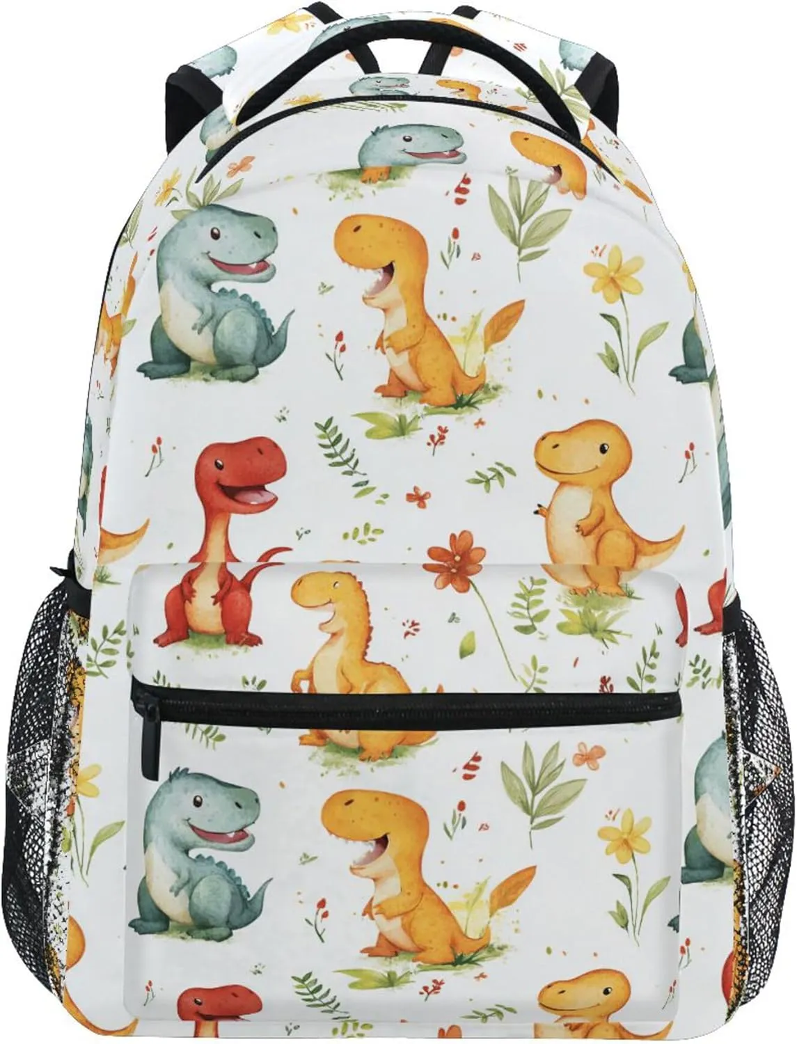 KLL School Backpack for Women Men Waterproof Travel Laptop Backpack with Chest Strap for Travel Trip Cartoon Dinosaurs