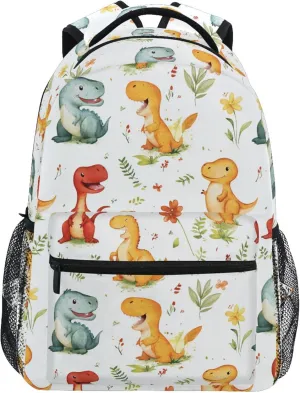 KLL School Backpack for Women Men Waterproof Travel Laptop Backpack with Chest Strap for Travel Trip Cartoon Dinosaurs