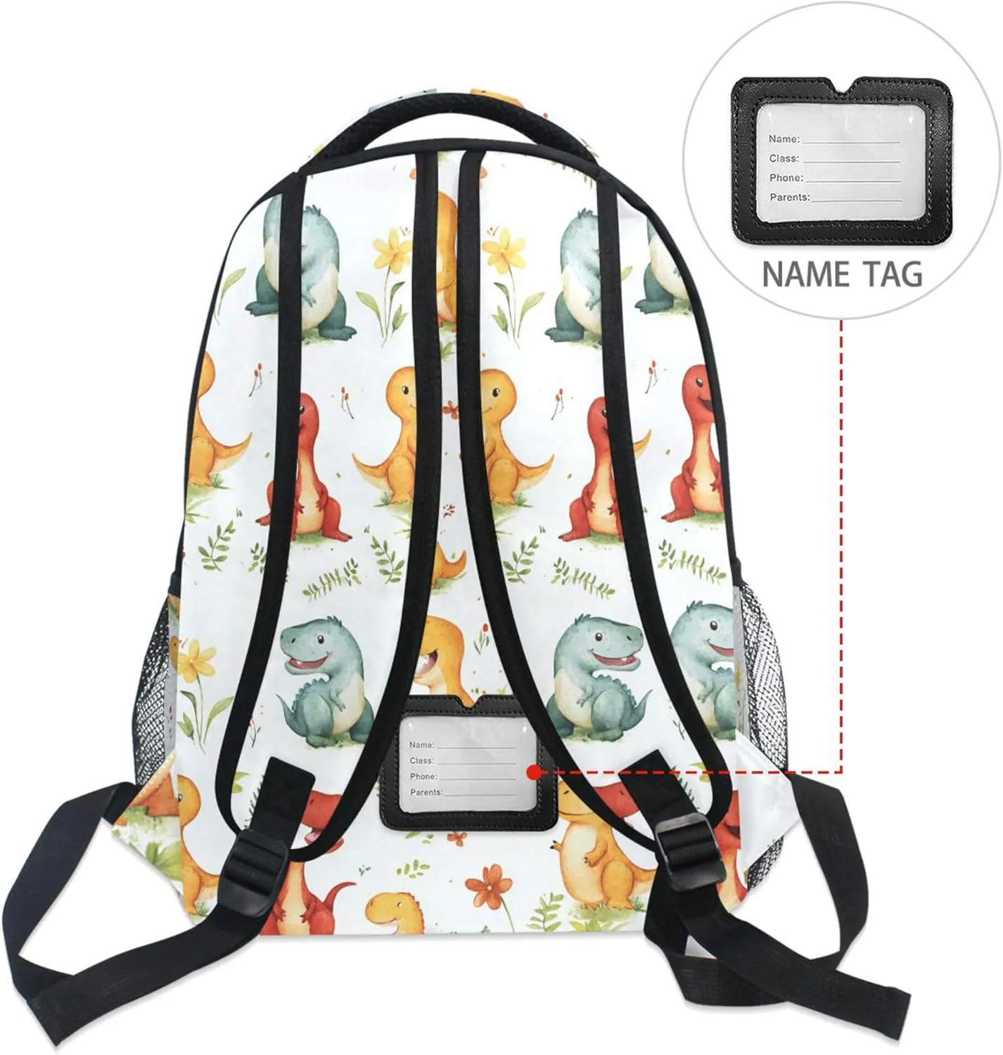 KLL School Backpack for Women Men Waterproof Travel Laptop Backpack with Chest Strap for Travel Trip Cartoon Dinosaurs