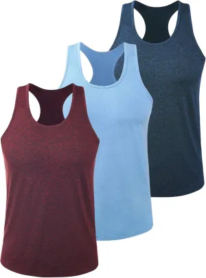 Kniffi Mens 3 Pack Y-Back Workout Tank Tops Quick Dry Running Tank Gym Muscle Sleeveless T Shirts