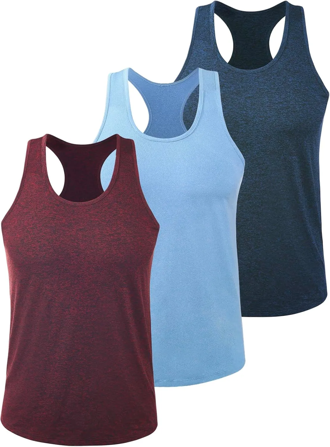 Kniffi Mens 3 Pack Y-Back Workout Tank Tops Quick Dry Running Tank Gym Muscle Sleeveless T Shirts