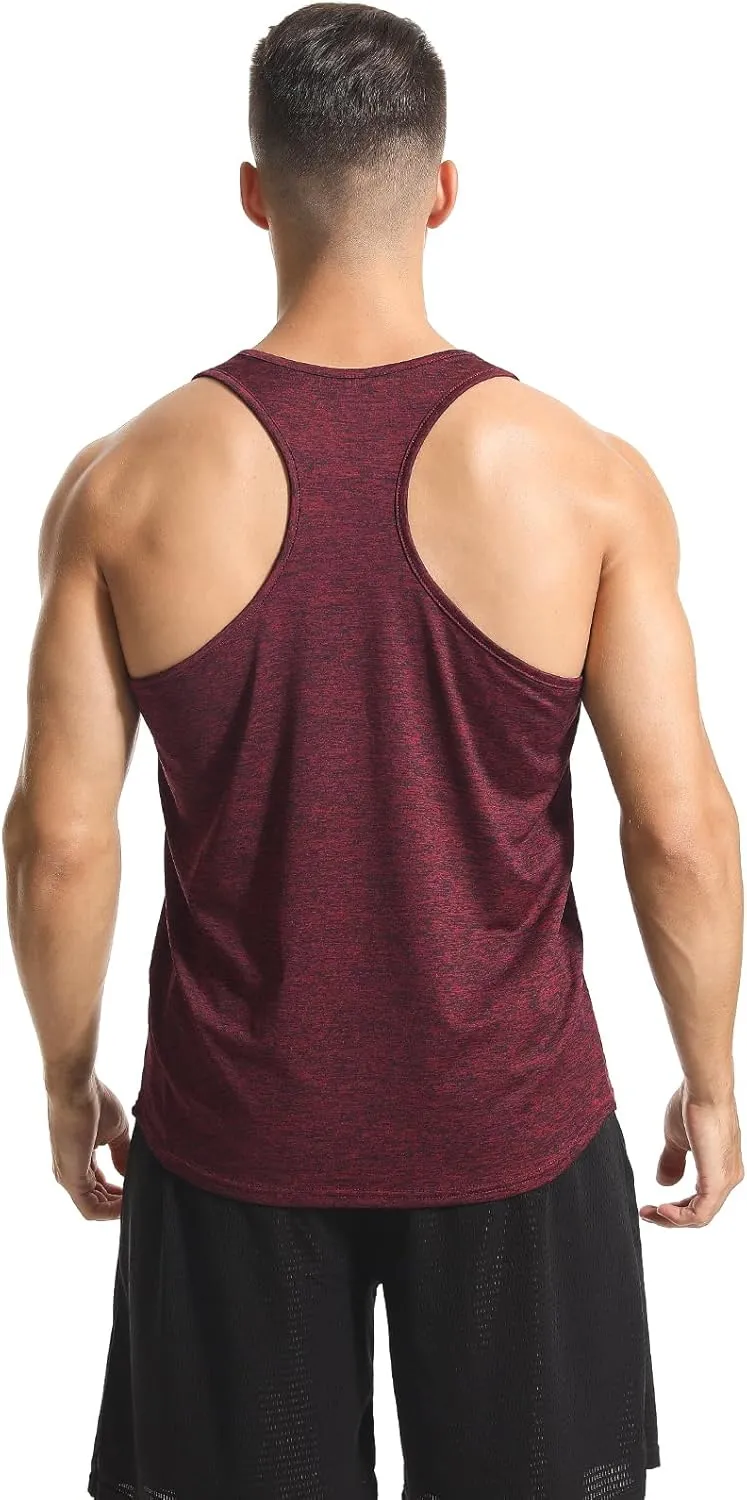 Kniffi Mens 3 Pack Y-Back Workout Tank Tops Quick Dry Running Tank Gym Muscle Sleeveless T Shirts