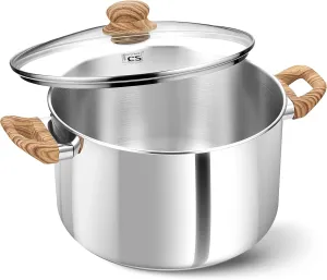 KOCH SYSTEME CS Stainless Steel Pot - 6 Quart Induction Stainless Steel Stock Pot with Lid for Pasta, Soup, Spaghetti, Steel Soup pots with Heat-Resistant Bakelite Double Handle, Dishwasher Safe
