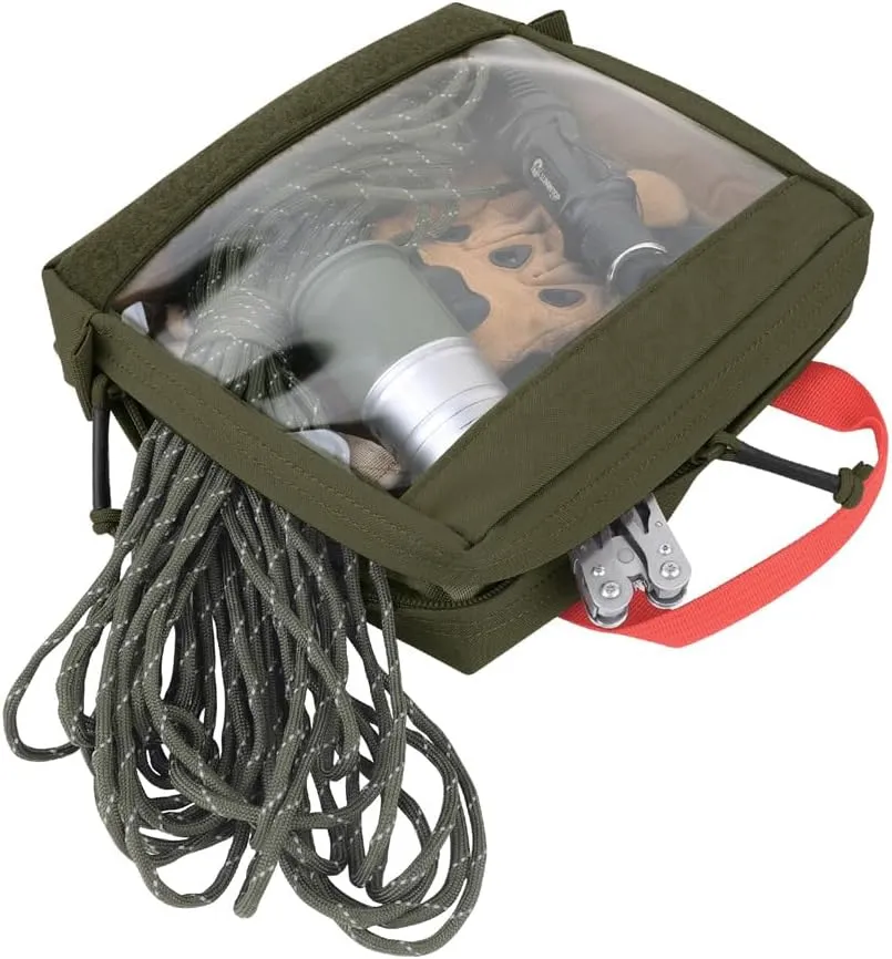 KRYDEX Clear Top Insert Bag with Hook Panel Tactical Packing Cube Travel Organizer Bag (Large-RG)