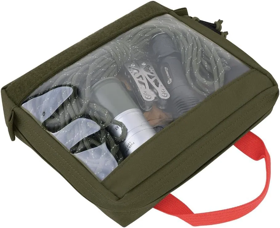 KRYDEX Clear Top Insert Bag with Hook Panel Tactical Packing Cube Travel Organizer Bag (Large-RG)