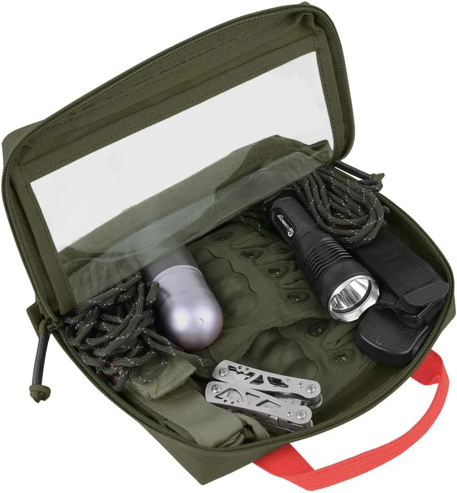 KRYDEX Clear Top Insert Bag with Hook Panel Tactical Packing Cube Travel Organizer Bag (Large-RG)