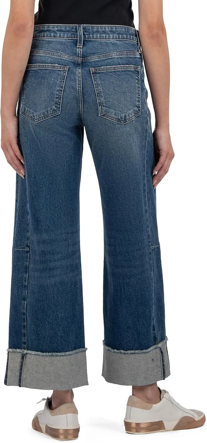 KUT from the Kloth Women's Meg High-Rise Fab Ab Wide Leg Roll Up