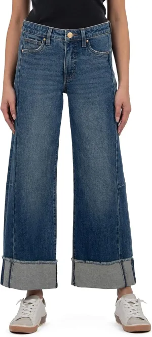 KUT from the Kloth Women's Meg High-Rise Fab Ab Wide Leg Roll Up
