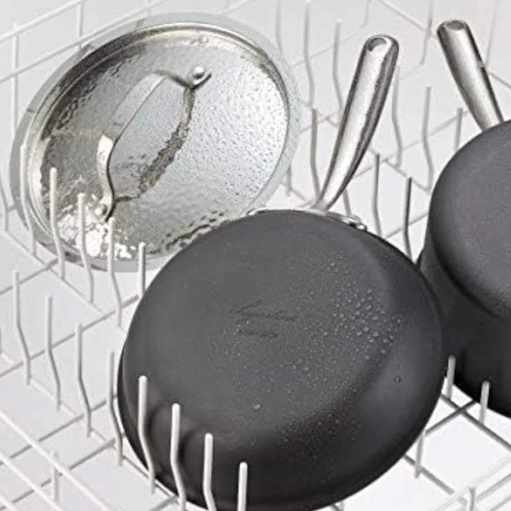 LAGOSTINA H9049564 Nera Hard Anodized Nonstick 12-Inch Skillet with Hammered Stainless Steel Lid