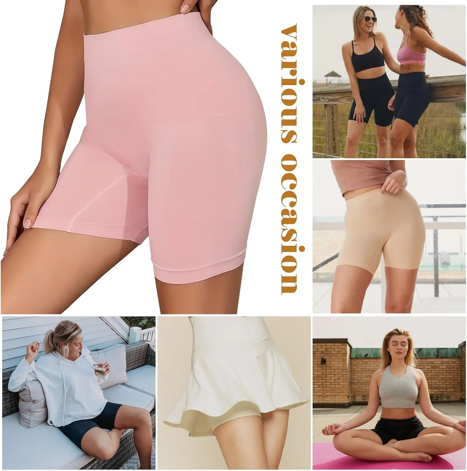 LALESTE Anti Chafing Slip Shorts for Women Under Dress Smooth Seamless Boxer Briefs Long Leg Boyshorts Underwear
