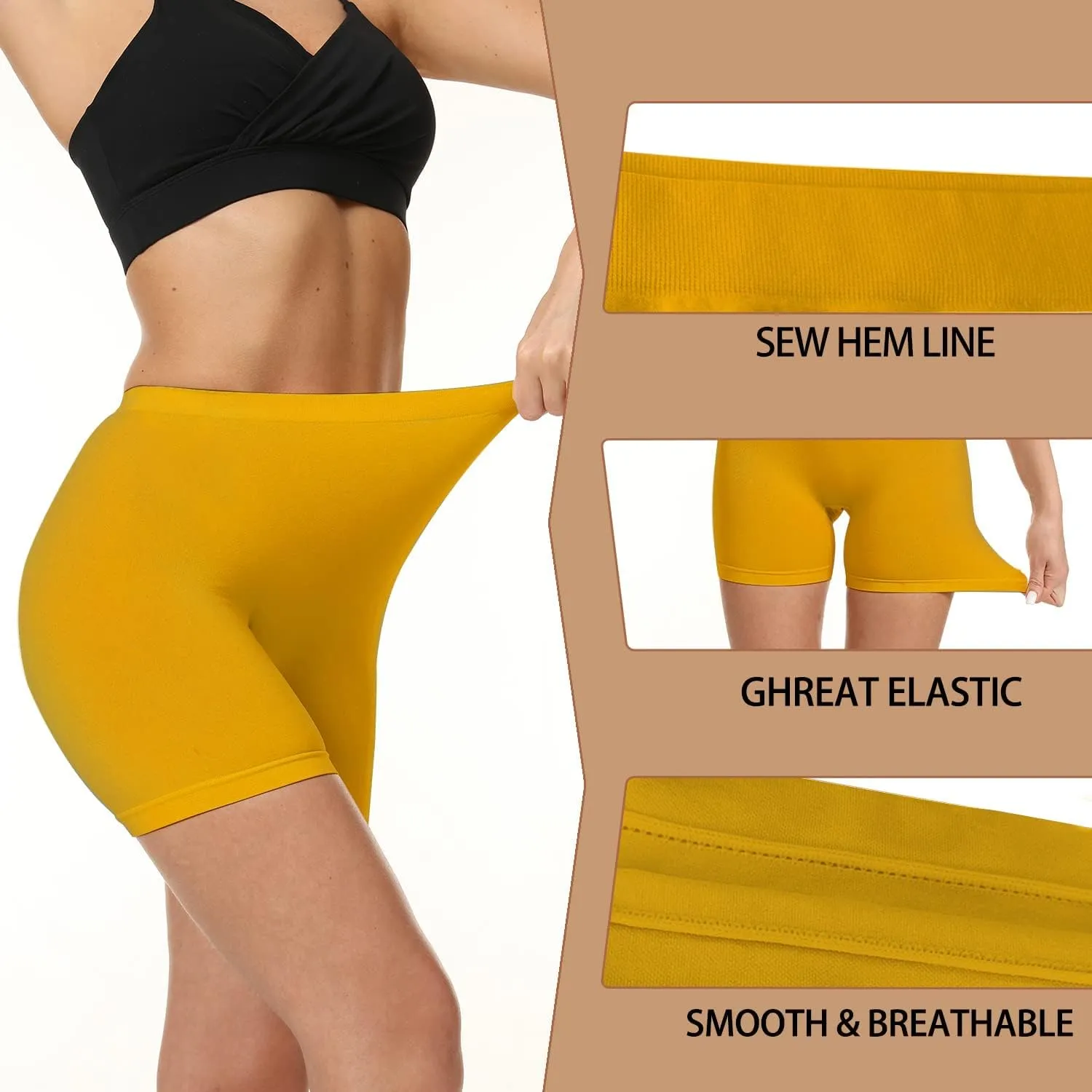 LALESTE Anti Chafing Slip Shorts for Women Under Dress Smooth Seamless Boxer Briefs Long Leg Boyshorts Underwear