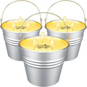 Large Citronella Candles Outdoor 42oz Total,3 Pack Citronella Candles for Outside with Handles,Soy & Beeswax Blend with Lemongrass Peppermint,Up to 180 Hours Burn Time,Patio Garden Camping Essentials