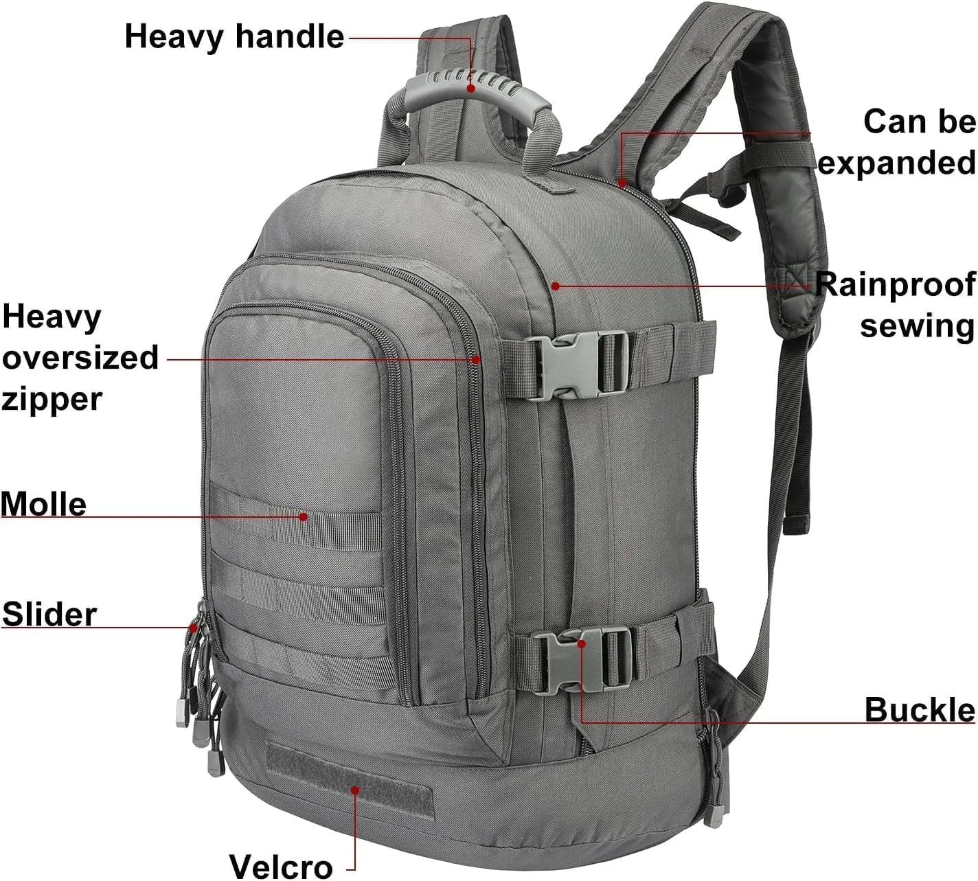 Large Tactical Expandable Backpack 39L-64L Military Bug Out Bag With Waist Strap