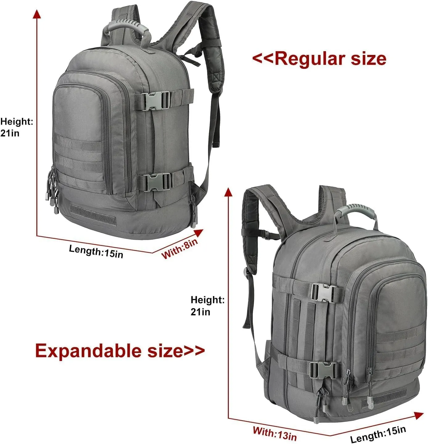 Large Tactical Expandable Backpack 39L-64L Military Bug Out Bag With Waist Strap