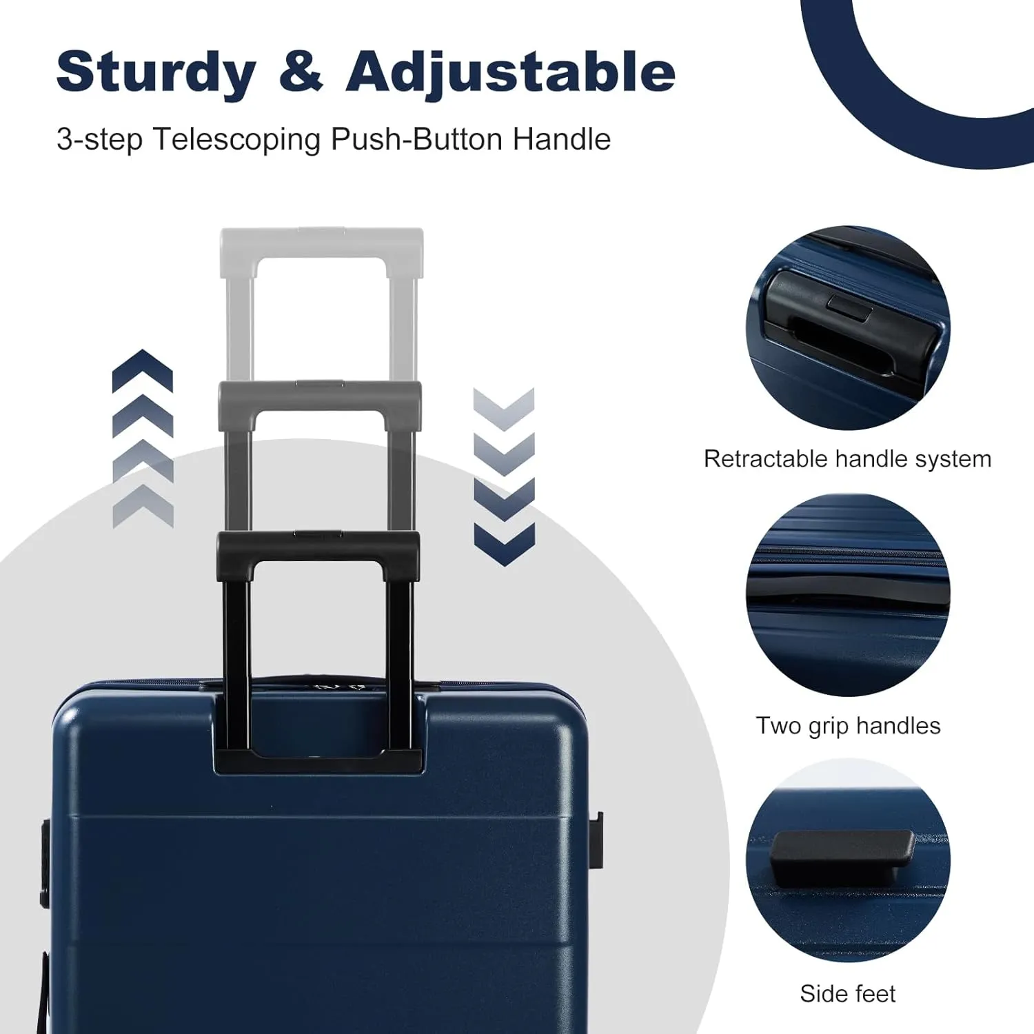 LARVENDER Luggage Sets 3 Piece Expandable 20inch Carry On Luggage Suitcase with Front Pocket, Hardshell 28inch Checked Luggage with Spinner Wheels, TSA Lock for Men & Women, Blue