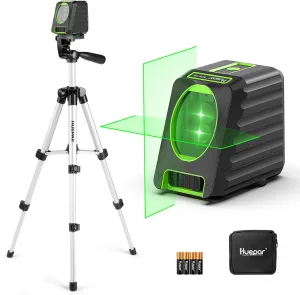 Laser Level with Tripod, Huepar 150Ft Self Leveling Lazer Level Outdoor Use, 150° Vertical Green Cross Line Level Laser for Picture Hanging, Tile, Construction Project - Pulse Mode (25.6 in Tripod)