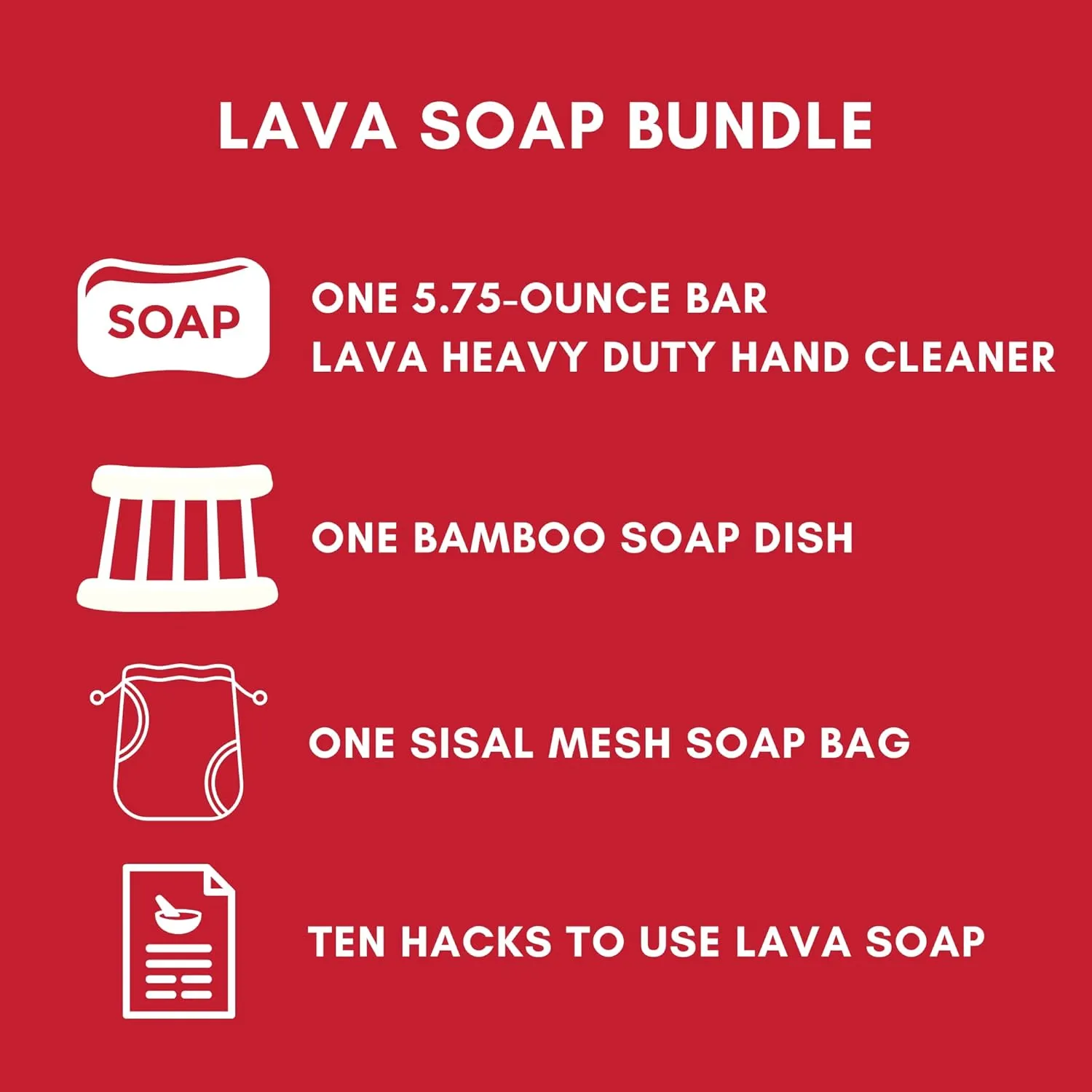 Lava's Heavy-Duty Hand Cleaner Pumice Lava Soap Bar WD-40 (5.75 ounce) Bundle Pack by FOXTAIL COLLECTIVE - Includes Bamboo Soap Holder, Sisal Exfoliating Soap Bag, Plus 10 Grease, Grime and Cleaning Hacks (Original Pumice-Powered)