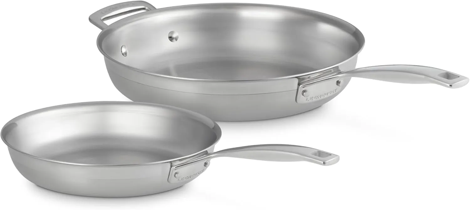 Le Creuset Stainless Steel Classic 3-Ply Set of 2 Fry Pan Set, 9.5" and 11"