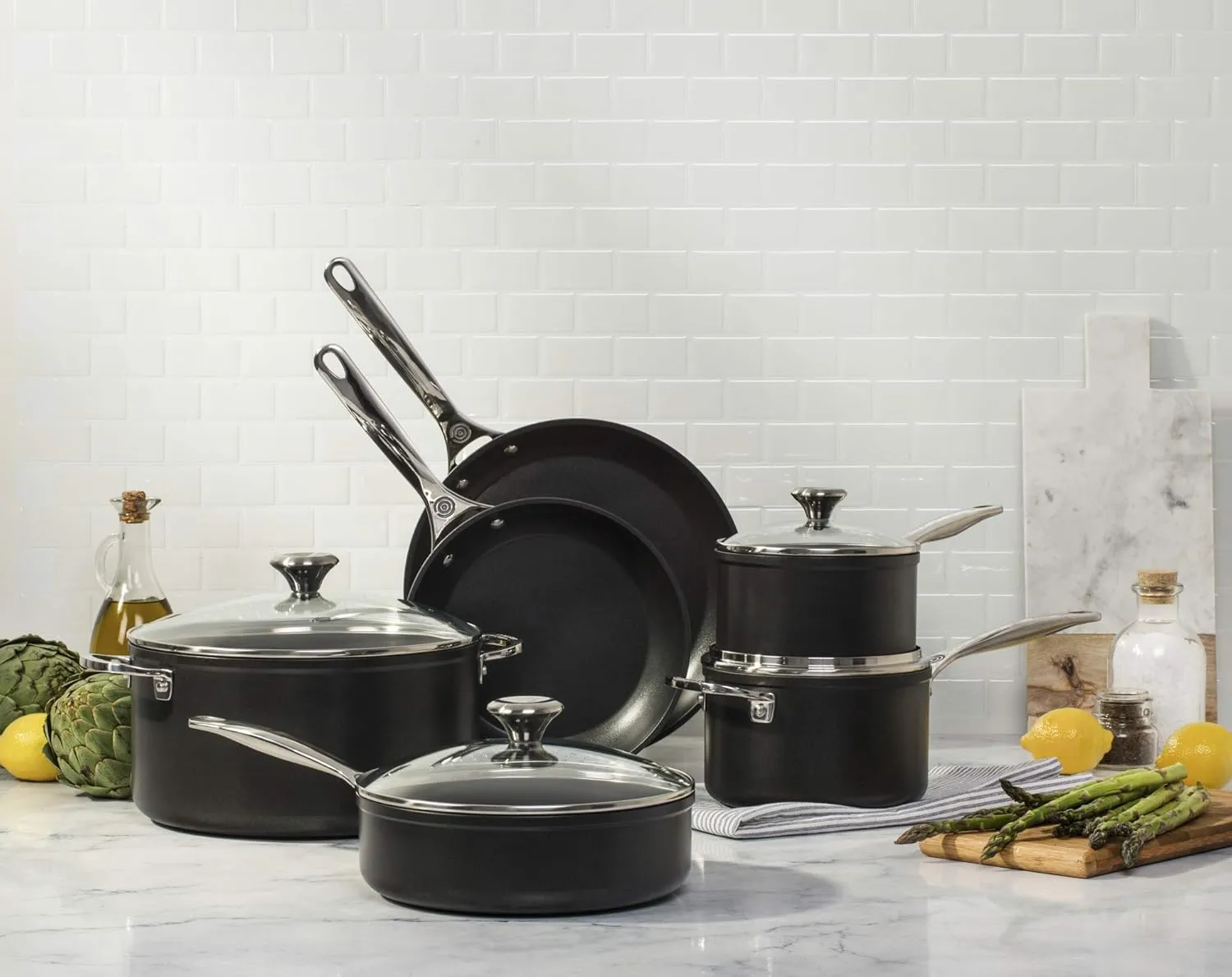 Le Creuset Toughened Nonstick PRO Cookware Set, 10 pc.,Grey