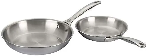 Le Creuset Tri-Ply Stainless Steel 2 pc. Fry Pan Set, (8" Fry Pan & 10" Fry Pan)
