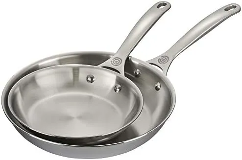 Le Creuset Tri-Ply Stainless Steel 2 pc. Fry Pan Set, (8" Fry Pan & 10" Fry Pan)