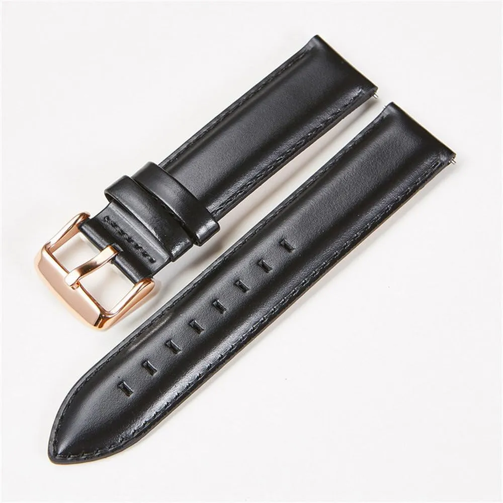 Leather Watchband 18mm 20mm 22mm Black Brown Red Cowhide Watch Band Quick Release Strap Watch Accessories