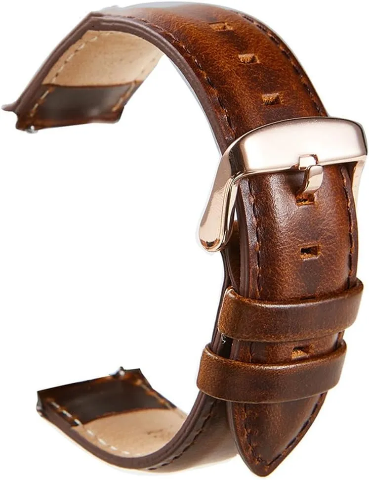 Leather Watchband 18mm 20mm 22mm Black Brown Red Cowhide Watch Band Quick Release Strap Watch Accessories