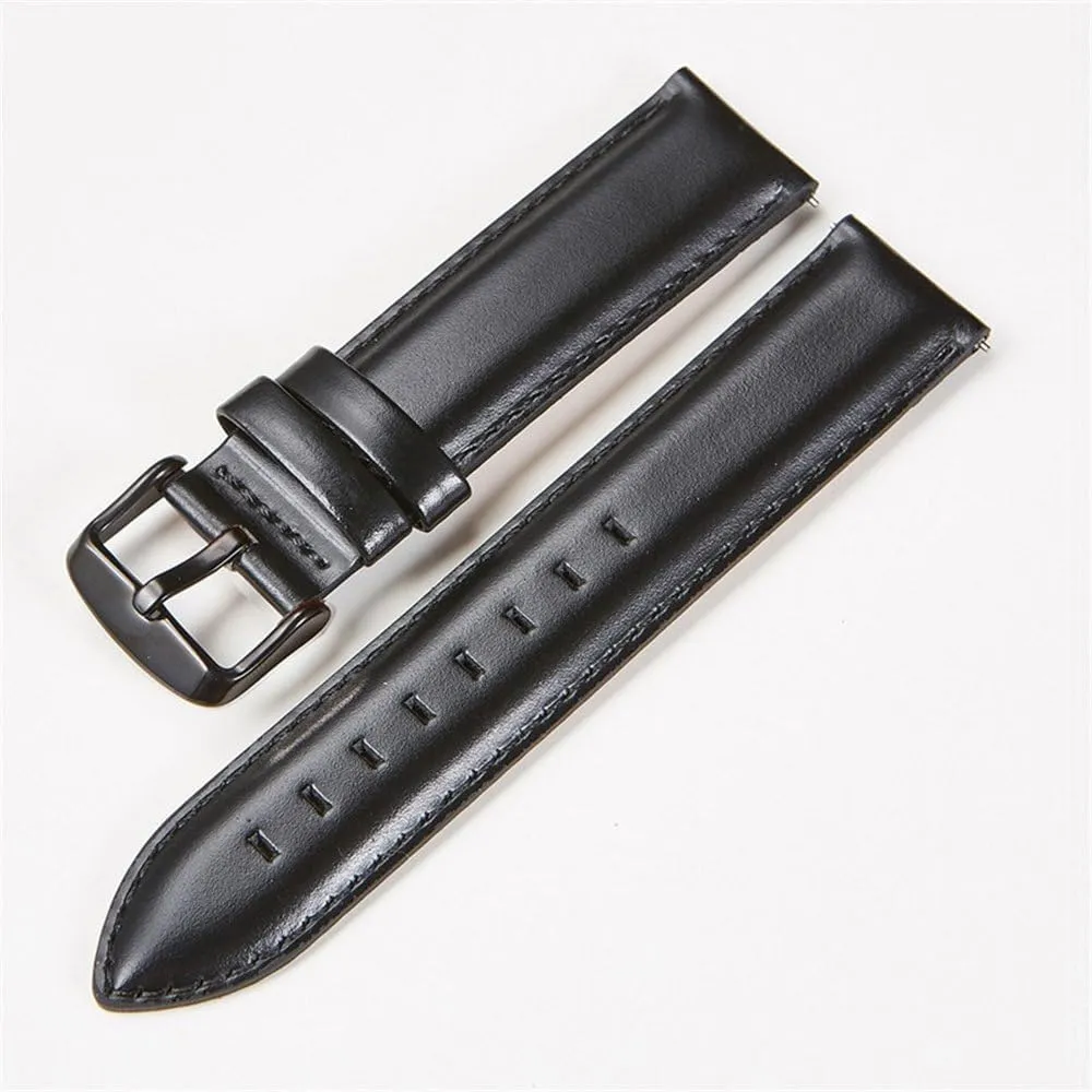 Leather Watchband 18mm 20mm 22mm Black Brown Red Cowhide Watch Band Quick Release Strap Watch Accessories